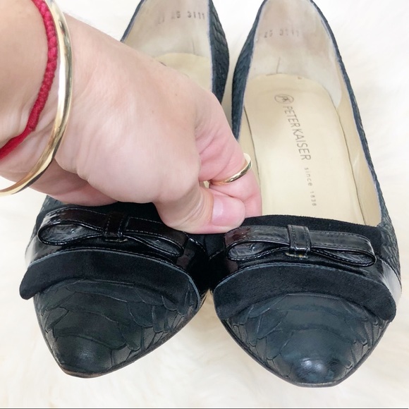 Peter Kaiser Black Snake Skin Suede Bow Heels 9.5 - Picture 6 of 8